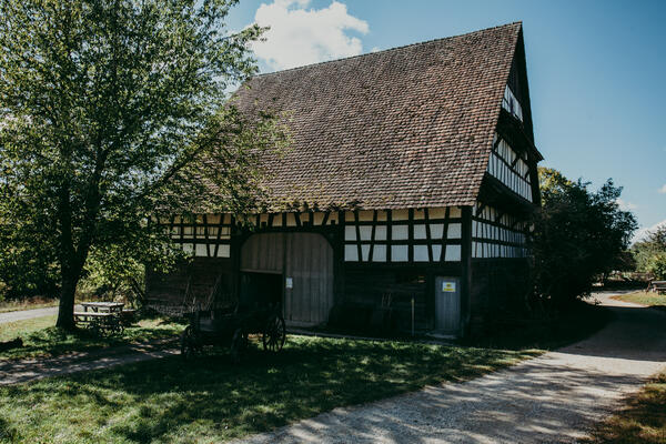 Bild vergr&ouml;&szlig;ern: gro&szlig;e Fachwerkscheune von au&szlig;en